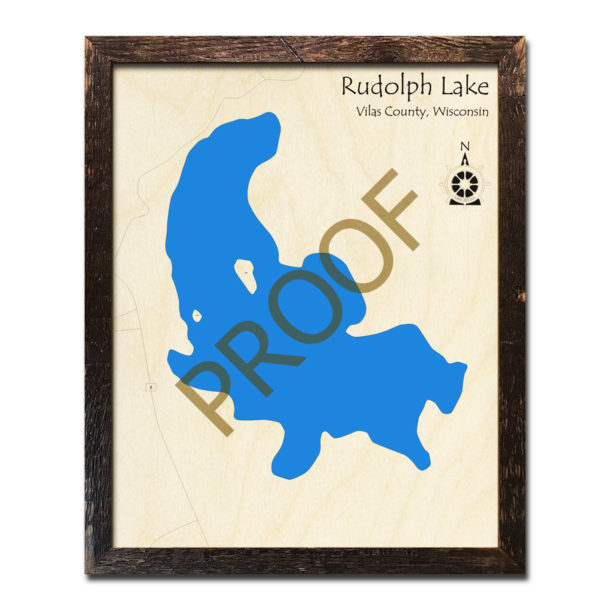 Rudolph Lake, WI Wood Map 3D Nautical Wood Charts & Home Decor