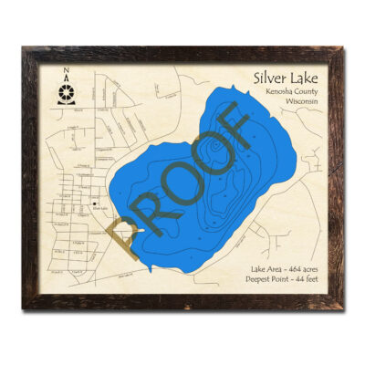 Silver Lake WI 3d wood map