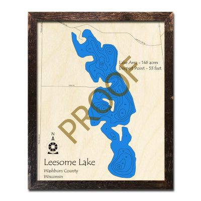Leesome Lake 3d wood map