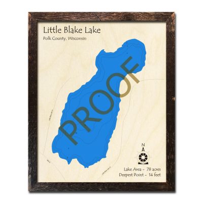 Little Blake Lake 3d wood map