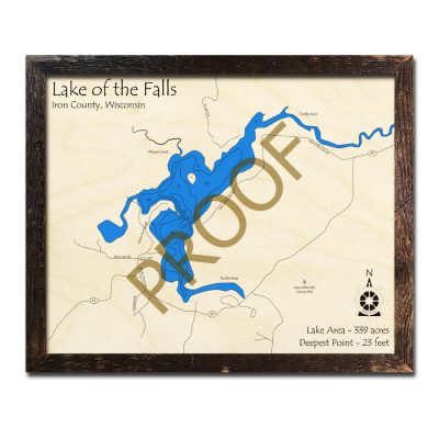 Lake of the Falls 3d wood map