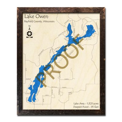 Lake Owen 3d wood map