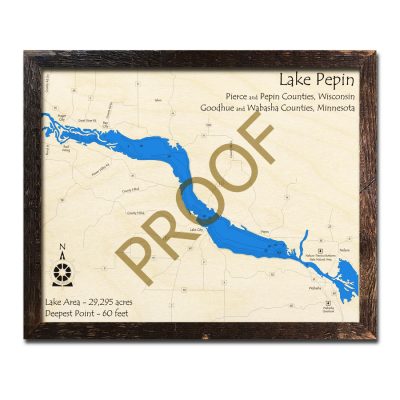 Lake Pepin 3d wood map