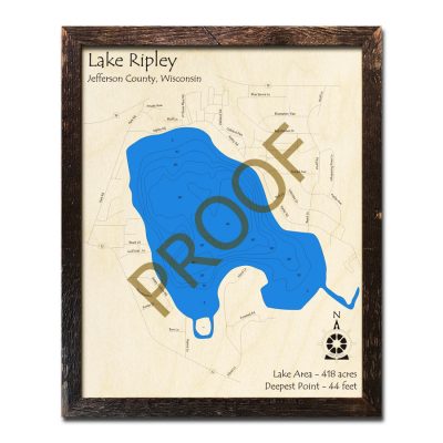 Lake Ripley 3d wood map