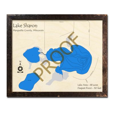 Lake Sharon WI 3d wood map