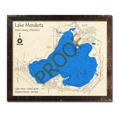 Lake Mendota 3d wood map