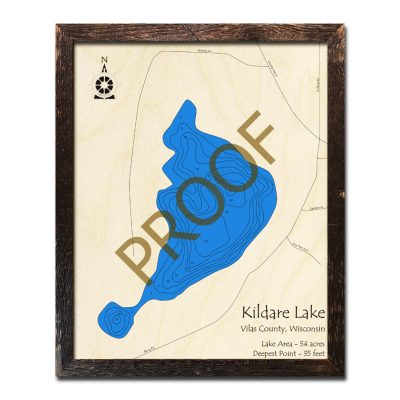 Kildare Lake 3d wood map