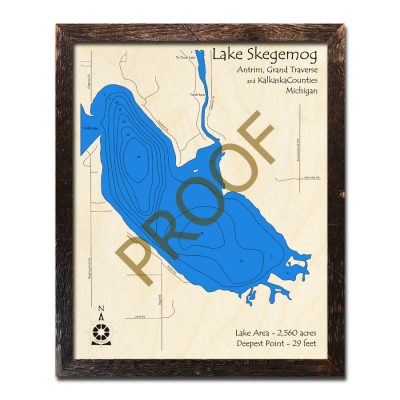 Lake Skegemog 3d wooden map