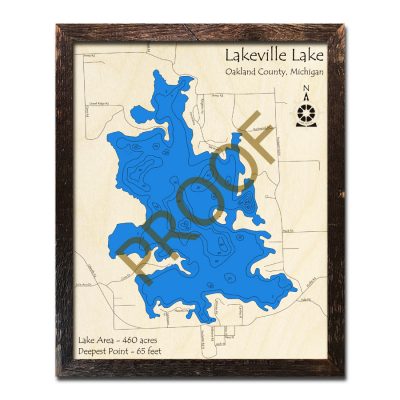 Lakeville Lake 3d wood map
