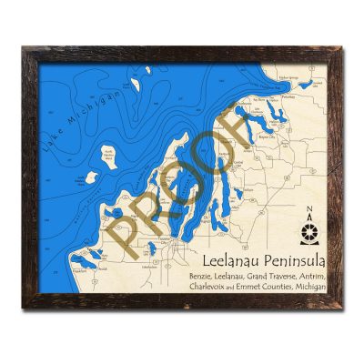 Leelanau Peninsula 3d wood map lake michigan