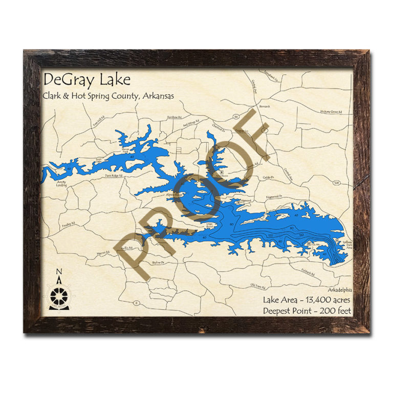 DeGray Lake AR 3D Wood Map Laser Etched Nautical Decor Wood Map 3D Laser Etched Poster AR Degray Lake 768x768 