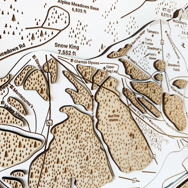 Squaw Valley Palisades Tahoe 3D Ski Trail Map Art | Wooden Ski Map ...