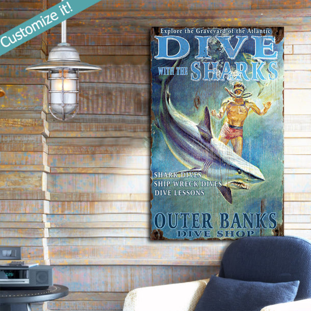 Personalized Scuba Diving Wood Sign Outer Banks Beach House Decor