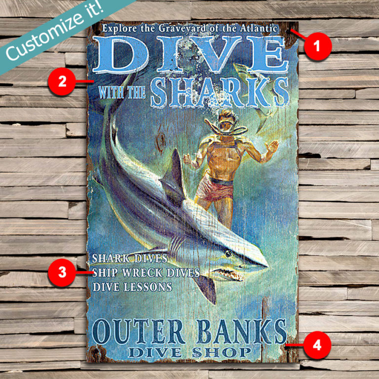 Personalized Scuba Diving Wood Sign Outer Banks Beach House Decor