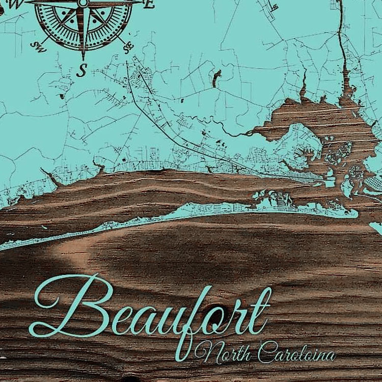 Beaufort NC Map, Cape Lookout Wooden Map, Nautical Decor, Beach House Decor