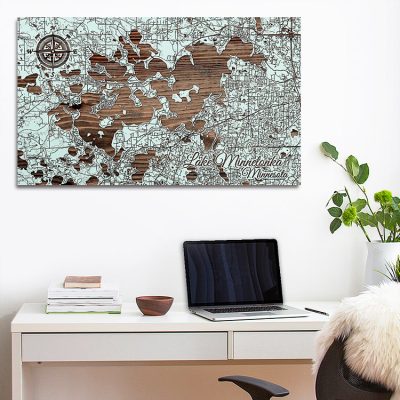Lake Minnetonka Map, Wooden Wall Map, Laser Carved Sign, Home Decor