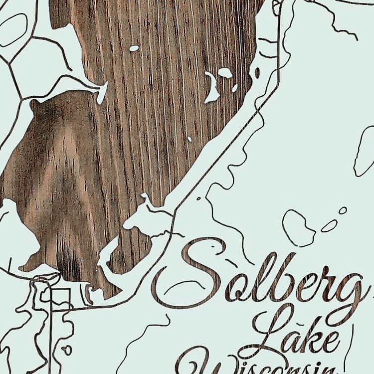 Solberg Lake Wi Map Solberg Lake, Wisconsin Wood Map | Burnt Laser-Cut Wall Map