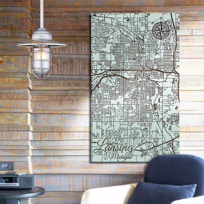 Lansing, MI Street Map, Michigan Map, Wooden Wall Map, Laser Engraved Wood Map, Nautical Wood Chart