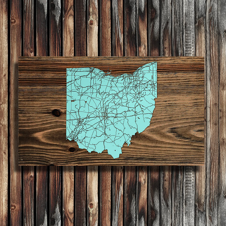 State of Ohio Wooden Map | Burnt Laser-Cut Wall Map