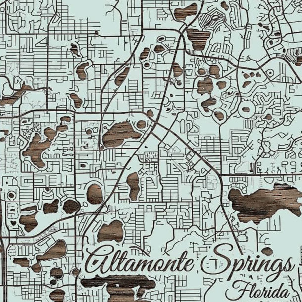 Altamonte Springs FL Wood Map - Wooden Map Of Altamonte Springs Florida Seaglass2 610x610 