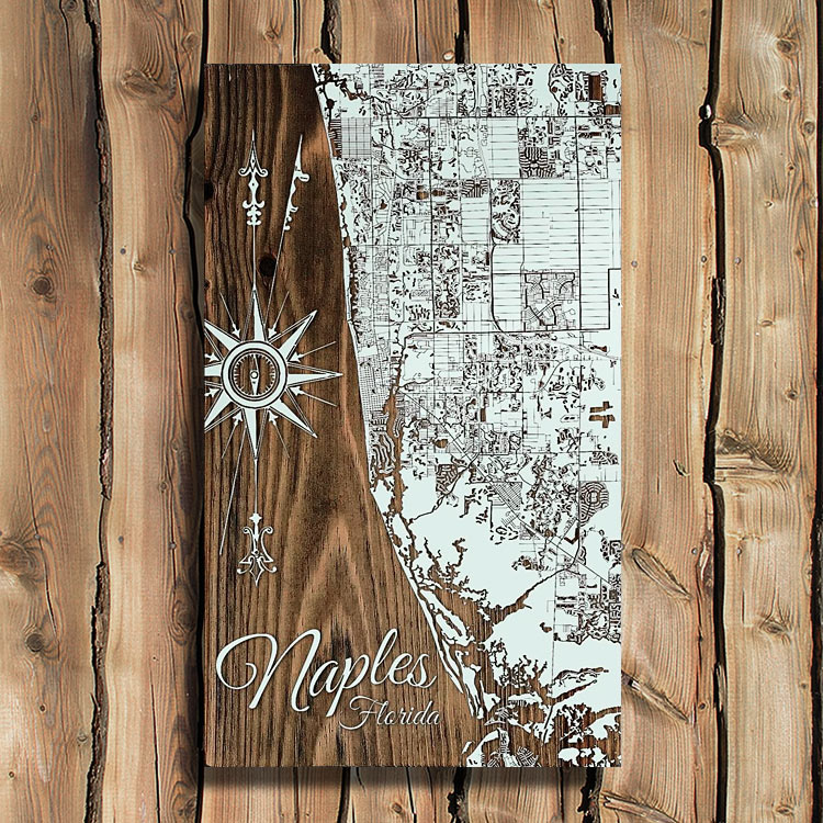 Wooden Map of Naples Florida