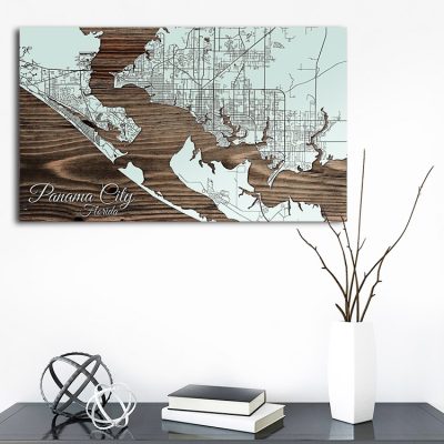 Panama City FL Map, Wooden Wall Map, Nautical Decor, Wall ARt