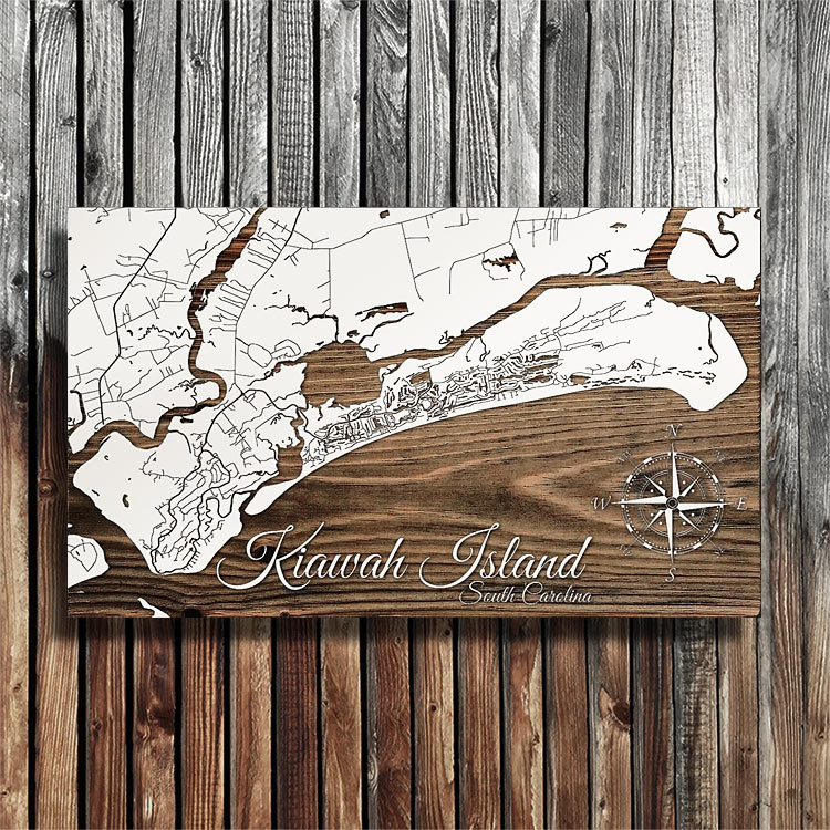 Lake William C Bowen SC 3D Wood Map, South Carolina, Nautical Map Art