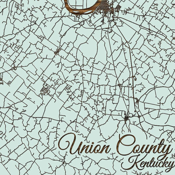 Union County, Kentucky Wooden Map Burnt LaserCut Wall Map