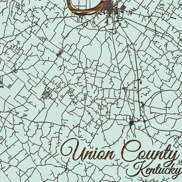 Union County, Kentucky Wooden Map Burnt LaserCut Wall Map