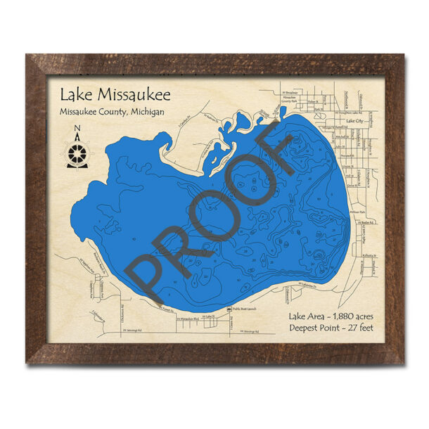 Lake Missaukee, MI 3D Wood Map Michigan Nautical Wall Art