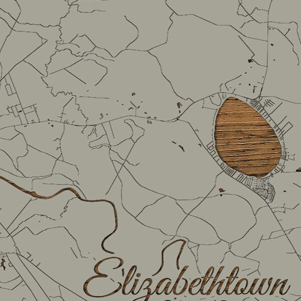 Elizabethtown, NC Wooden Street Map Burnt LaserCut Wall Map