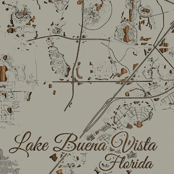 Lake Buena Vista FL Wooden Street - Wooden Map Art Lake Buena Vista FL DETAIL 600x600 
