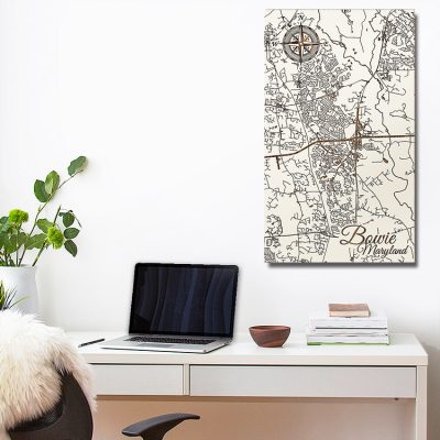 Bowie Maryland Carved Wood Map