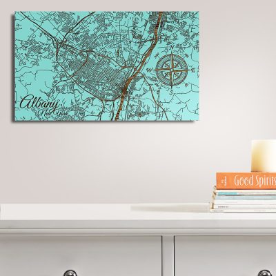 Albany New York Carved Wooden Street Art Map