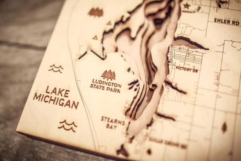 Lake Hamlin, MI Wood Map 3D Nautical Wood Chart