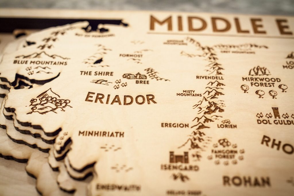 Middle Earth - Lord of the Rings Wood Map | 3D Multi-layer Fan Art