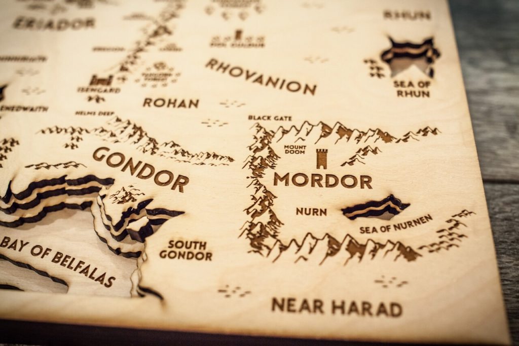 Middle Earth - Lord of the Rings Wood Map | 3D Multi-layer Fan Art