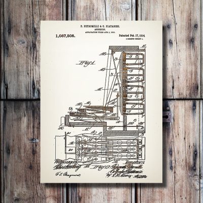 Accordion Patent Carved Wooden Art Sign