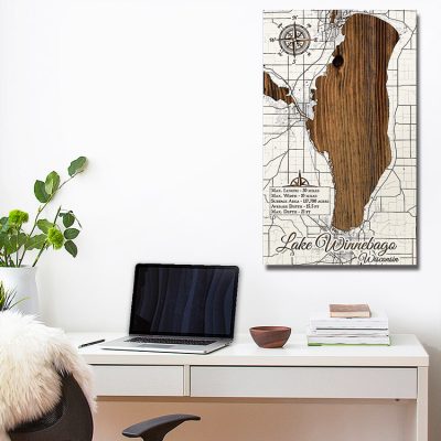 Lake Winnebago Carved Wood Map