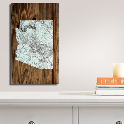 Arizona Carved Wooden State Map