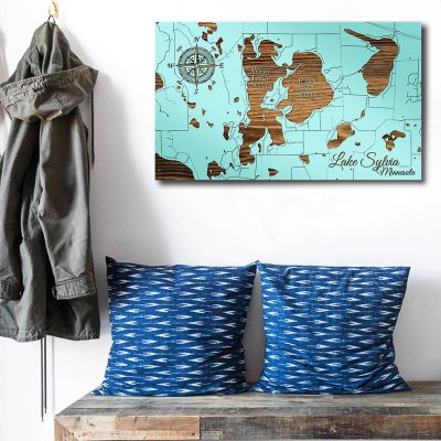 Lake Sylvia Minnesota Carved Wood Map