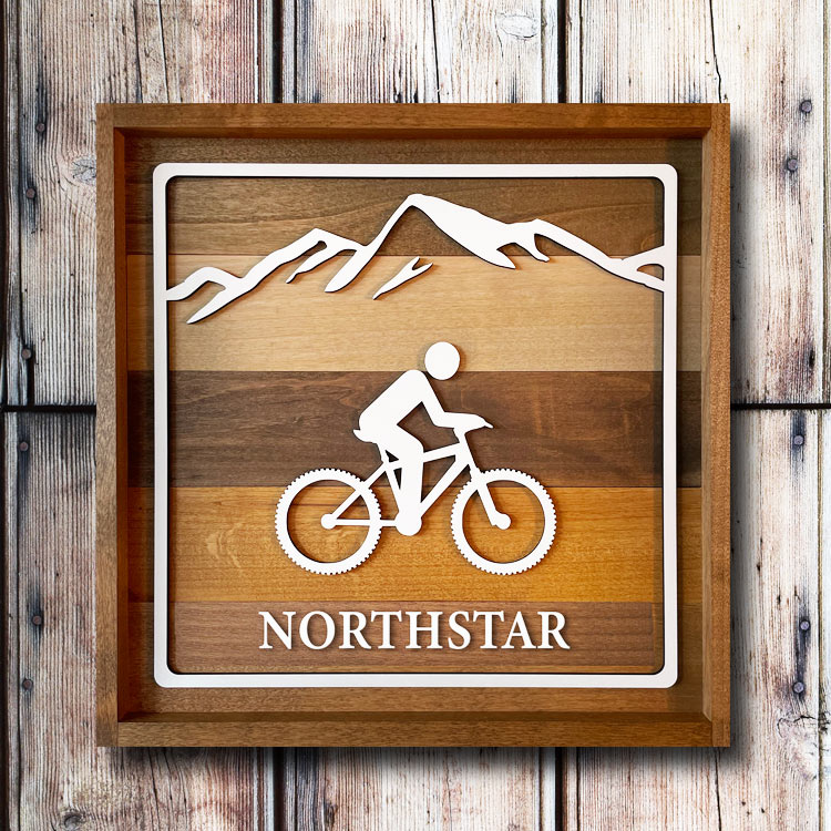 Wooden Mountain Biking Rec Sign Northstar Bike Park Tahoe