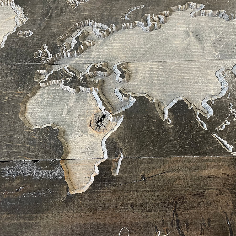 Wood Carved World Map Custom Live Edge Wooden Map