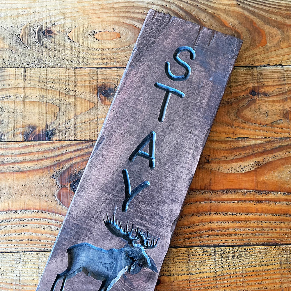 Custom Wood Carved Welcome Sign | Moose Art 