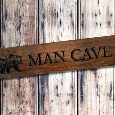 Custom Man Cave Wood Carved Sign, Bear Art for Man Cave, Gifts for Him