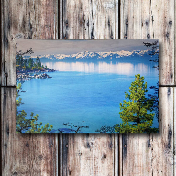 Lake Tahoe Photo Print on Wood Electrified Lightning Edge Lake Art