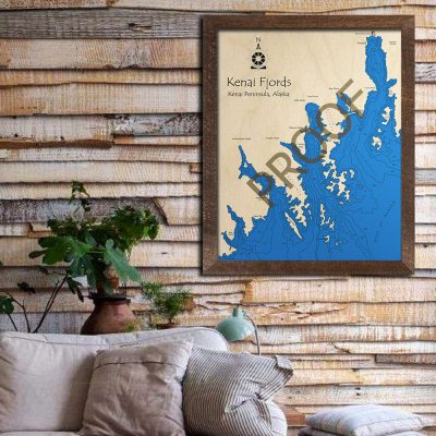 Kenai Fjords 3D Wood Map