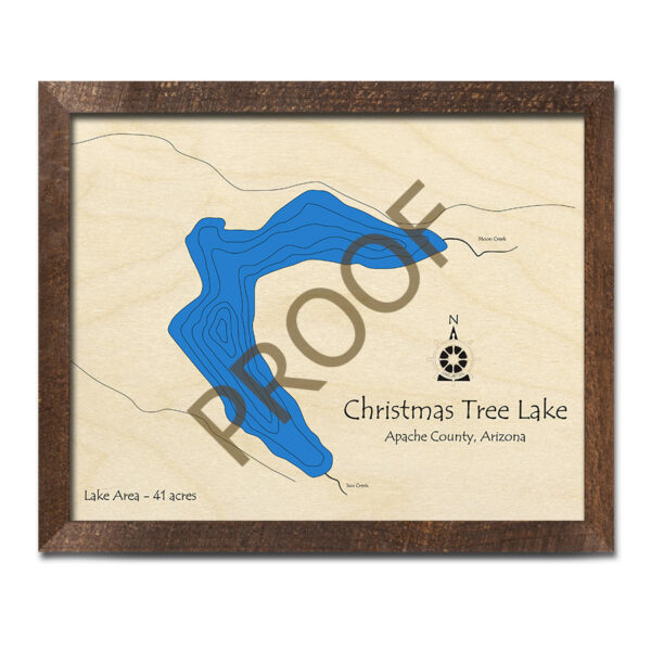 Christmas Tree Lake 3D Wood Map, Arizona, Nautical Wood Chart