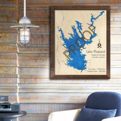 Lake Pleasant AZ 3D Wood Map
