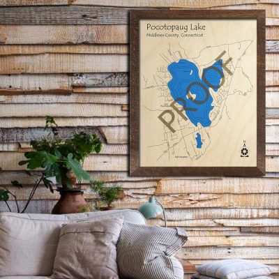 Lake Pocotopaug CT 3D Wood Map